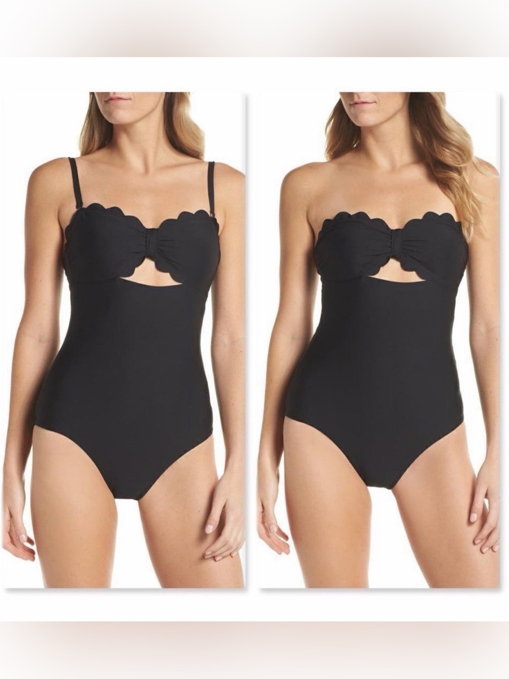 Chelsea28 Scallop Edge Cutout One-Piece Swimsuit Size Small
